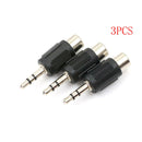 3x Nickel 3.5mm 1/8" Stereo Male Plug To RCA Female Jack Audio Adapter TEUS
