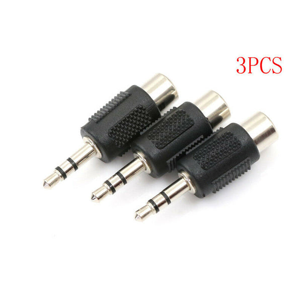 3x Nickel 3.5mm 1/8" Stereo Male Plug To RCA Female Jack Audio Adapter TEUS