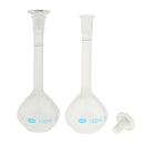 2Pcs Lab 100ml Plastic Clear Long Neck Volumetric Measuring Flask w/ Stopper