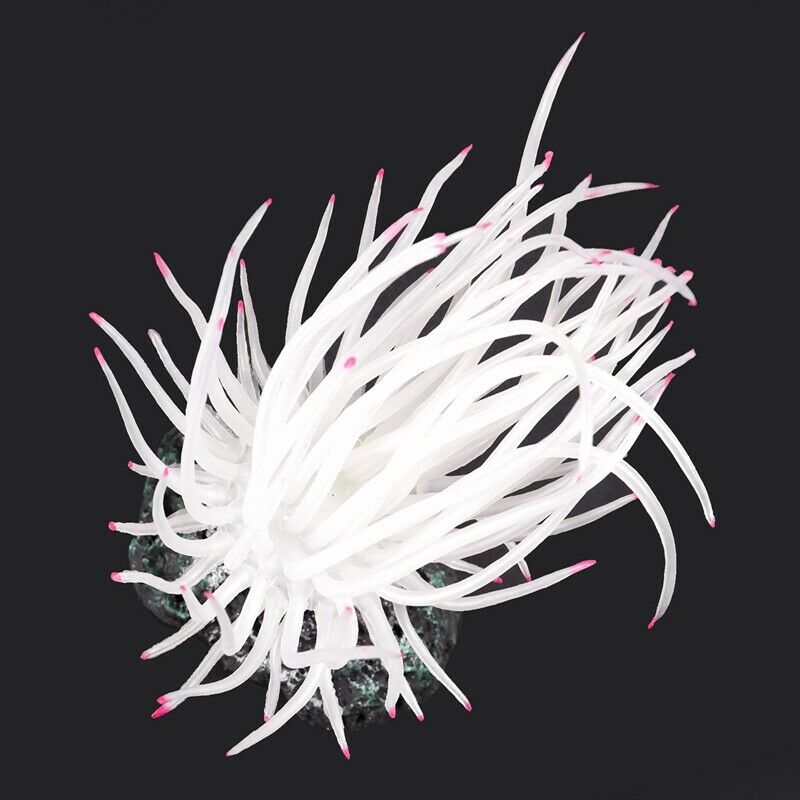 Silicone Aquarium Underwater Artificial Grass Plant 4-inch High White Q2H3