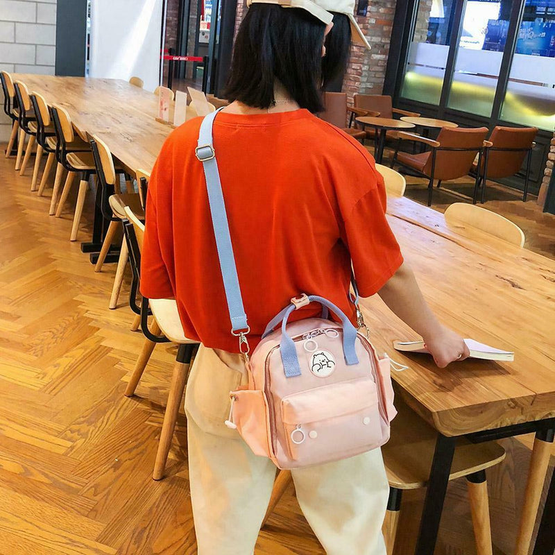 Animal Pattern Waterproof Backpacks Women Shoulder Crossbody Bags (Pink)