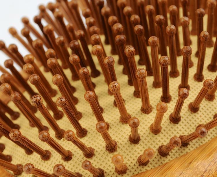 Wooden 179-Pin Carbonized Teeth Hair Massage Scalp Eco Brush Hair Care Comb