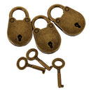 3 Pcs Retro Style Pig Lock Travel Luggage Small Padlock Key Suitcase Bronze