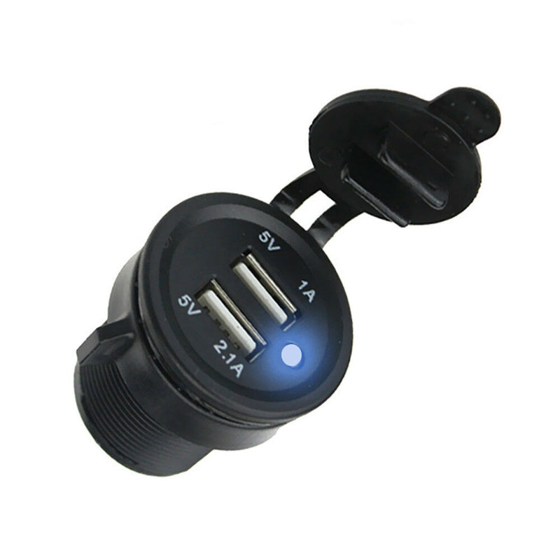 12V-24V 2 USB Port Car Charger Cigarette Lighter Socket Power Adapter +Wire Fuse