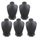 5Pcs Black PU Leather Necklace Bust Display Stands Pendant Jewelry Rack
