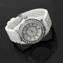 Pink Gel Silicone Crystal Girl Lady Jelly Sport Wrist Watch Gifts Fashion  ZTF