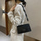 Retro Alligator PU Women Handbag Braid Strap Solid Shoulder Bags (Black)