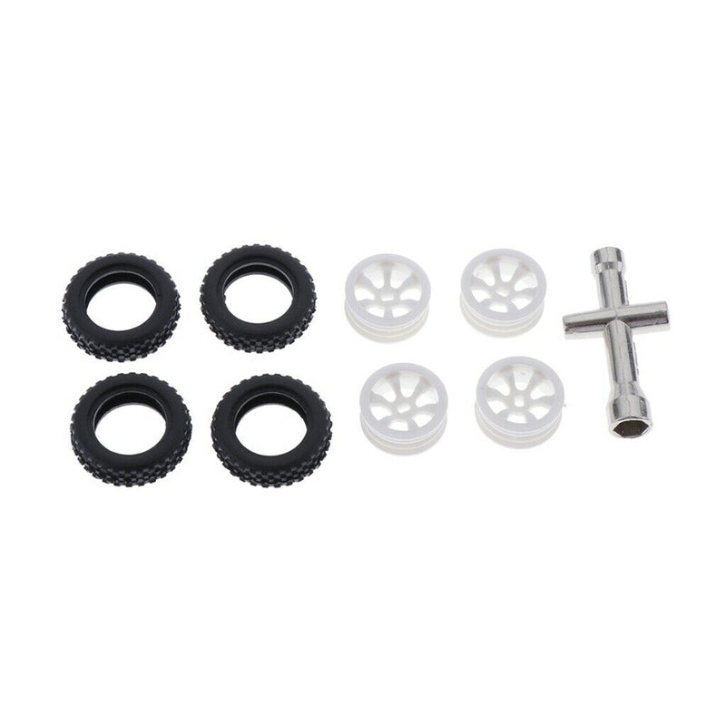 4 Sets 1:28 RC Rock Crawler Rubber Tires & Plastic Wheel Rim for Wltoys K989