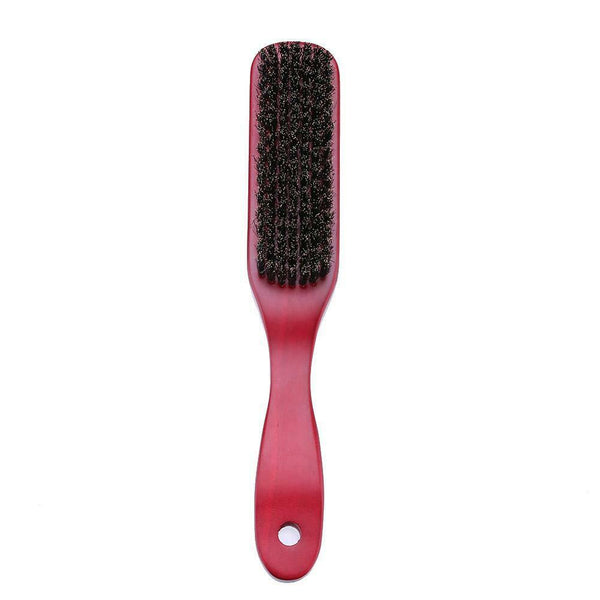 Wood Handle Hair Brush Hard Boar Bristle Hairdressing Beard Comb (Red) A#S