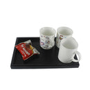 Natural Wood Serving Tray SPA Tea Food Server Dishes Platter Black Plate-M