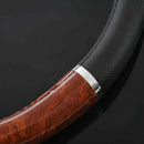 35710P Black Steering Wheel Cover with Woodgrain Design and Chrome Trim T3U5