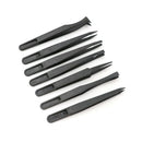 7 x Tweezers Set Antistatic Hard Plastic Repair Tool Black JR