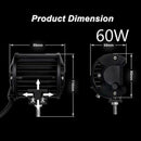 4"  Row 60W 20LED Work Lights Bar Driving Fog Flood Spot for Truck LJV LJ