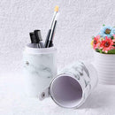 Travel PU Marbling Makeup Brushes Pen Holder Storage Cosmetic Case Box(L) A