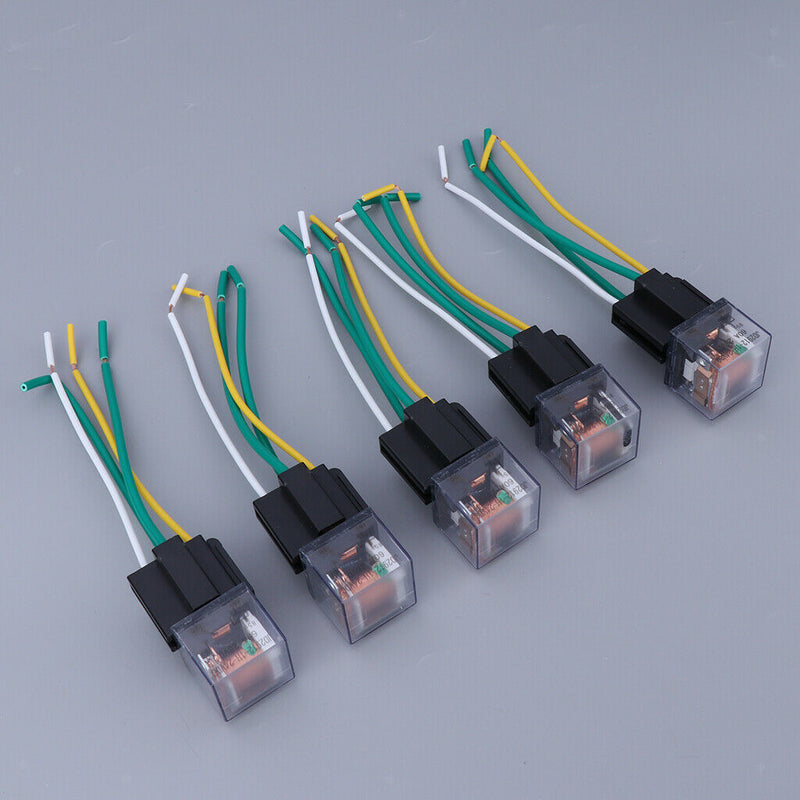 5x 60A LED Relay 24V 4Pin Socket w Wire Normal Open Waterproof Car Truck Van