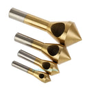 4pcs Titanium Coated Countersink Deburring Hand Tool Set Metal Drill Bit Chamfer