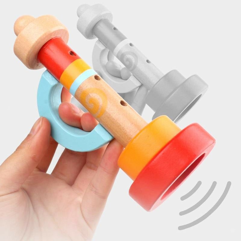 Baby Kids Wooden Horn Music Toys Trumpet Instruments Toys Musical Toys Early