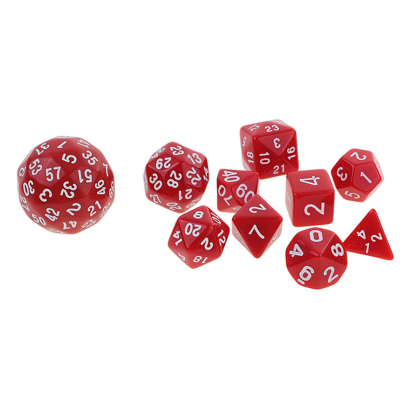 10x Polyhedral Dice-D4, D6, D8, D10, D12, D20, D24, D30, D60 for DND RPG