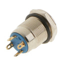 Blue LED Light Metal 12mm Off(On) Push Button Waterproof Momentary Switch SPST