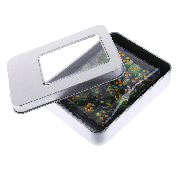 60 Pieces Acrylic Six Sided Spot Dices with Iron Box Set for Dungeons and