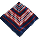 Lady Dark Blue Red White Stripe Print Square Kerchief Neck Scarf Wrap I9E5
