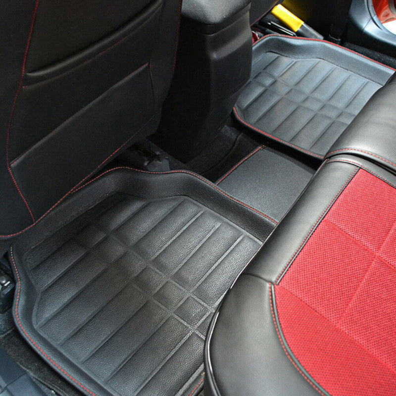 5Pcs/set universal grey car floor mats auto floor liner leather carpet mat B Ew