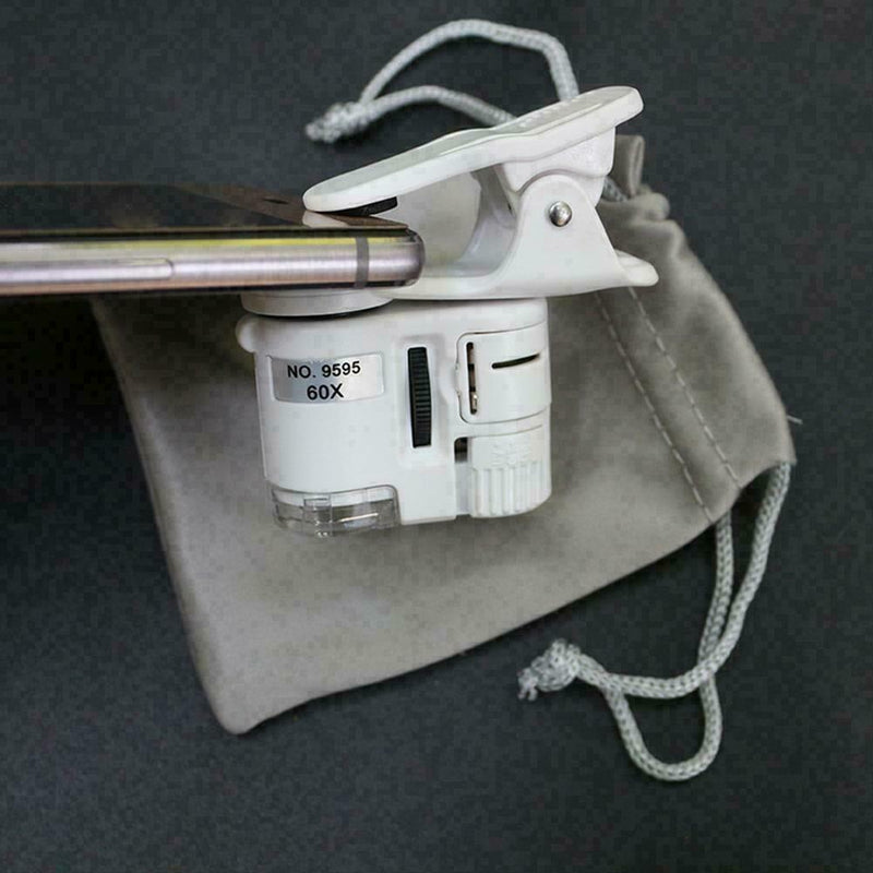 60X Mobile Phone Microscope Macro Lens Zoom Micro Camera Lig Clip C4H7 LED G7D0