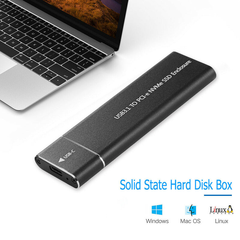 USB Type-C M.2 NVMe SSD Enclosure M-Key PCI-E Case (Black USB-C to USB-C)