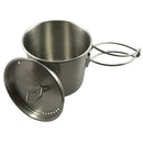Stainless Camping Backpacking Cup Pot Cook Set With Vented Lid Folding Hand