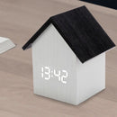 Creative Small House Led Wood Clock Home Office Voice-Activated Electronic