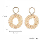 Retro Hollow Round Dangle Ear Stud Women Rattan Geometric Earrings Jewelry
