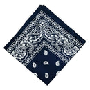 Cotton Double Sided Paisley Cowboy Bandana Head Wrap Wristband Kerchief Navy