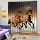 2 Panel Silky Blackout Window Curtain Darkening Thermal Bath Drape Horses