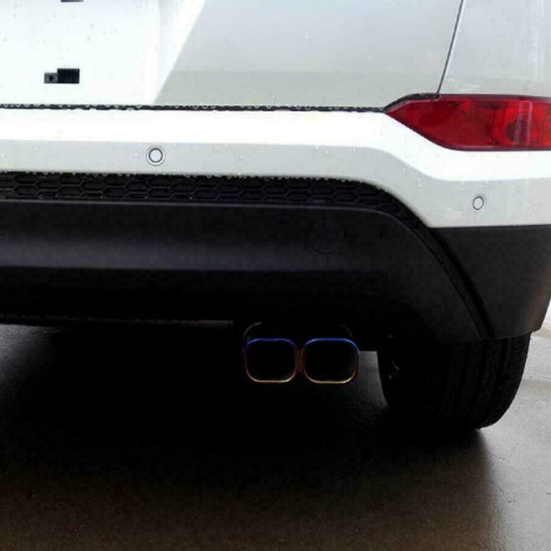 2.5inch Car Exhaust Muffler Tip Dual Square Outlet Silencer Tail Pipe Steel E6Q2