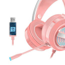 X9 Wired USB Gaming Headset 7.1 with Mic 7 LED Light for  PC Laptop Pink