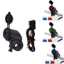 Cell Phone 2-USB Charger with Green LED Ring for Motorcycle 22mm Handlebar
