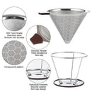 Premium Stainless Steel Coffee Filter, Reusable Pour Over Coffee Dripper Co I5J3