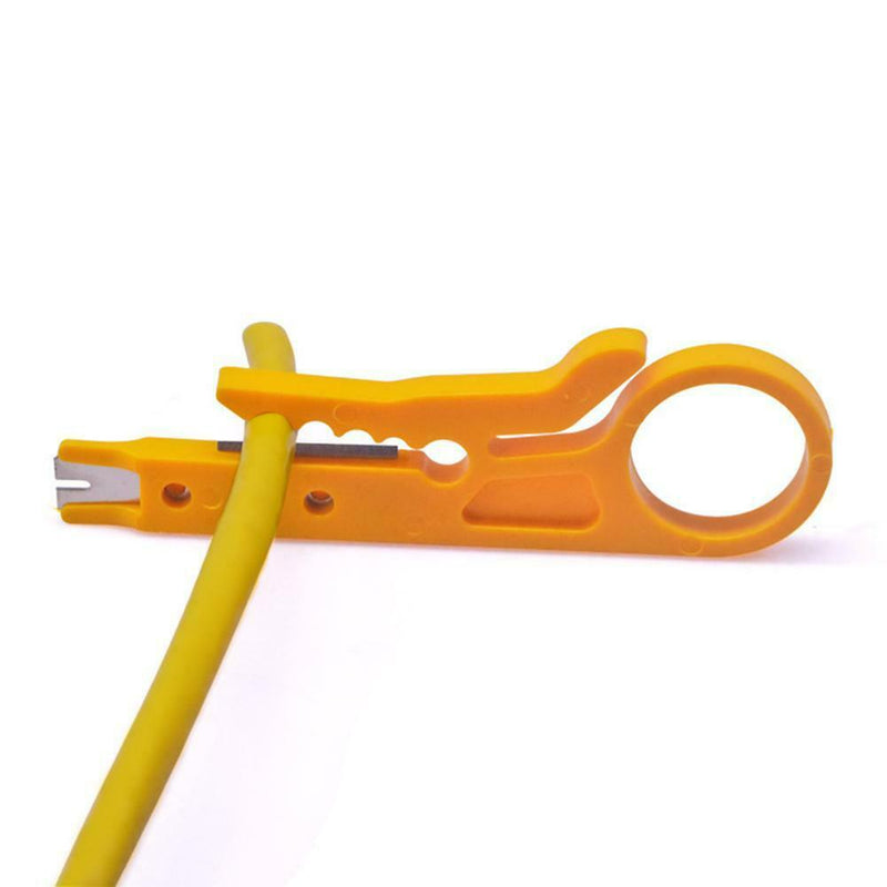 Wire Stripper Crimper Pliers Crimping Tool Cable Stripping Cutter (Yellow)