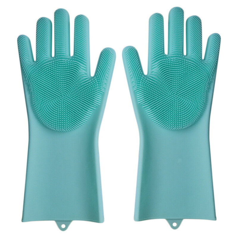 Silicone Cleaning Brush Scrubber Gloves for Household Pet Hair Care Blue