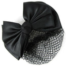 Woman Black Two Layers Polyester Bowtie Hair Bun Cover Hairclip