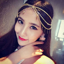 Boho Tassel Crystal Leaf Metal Headband Head Piece Hair Band Chain Jewelry