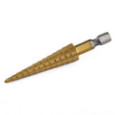 High Speed Steel Step Dril Bit HSS 1/4" Hex Shank Titanium Coated Step Drill Bit