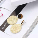 Retro Woven Circle Dangle Ear Stud Women Rattan Geometric Earrings Jewelry