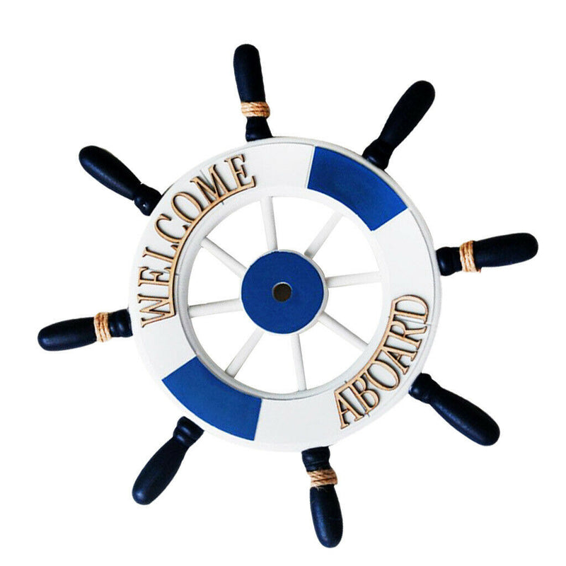 32cm Nautical Beach Wooden Boat Ship Steering Wheel Home Wall Decor