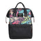 Tropical Plant Print Travel Big Backpacks Nylon Women School Bags (Black)