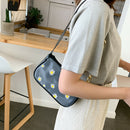 Daisy Handbag Women PU Leather Elegant Shoulder Underarm Totes Bag (Black)