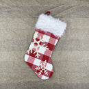 Christmas Stocking Candy Bag Xmas Tree Snowflake Plaid Socks (Red+White)