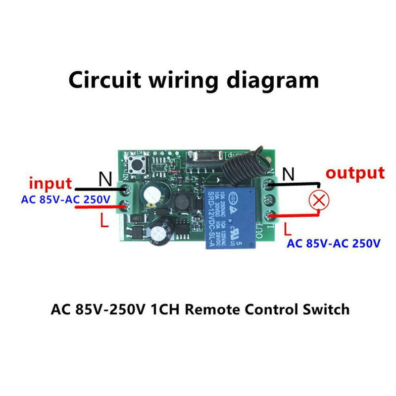 433Mhz Wireless Remote Control AC 85V 110V 220V 1CH Relay Receiver Module