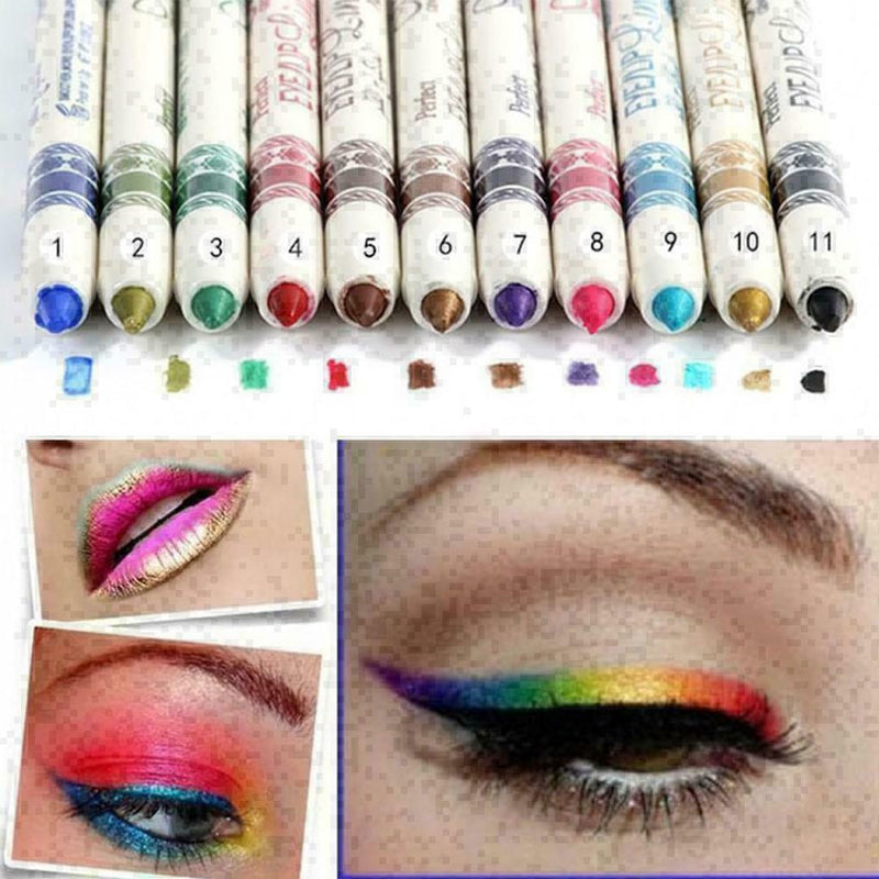 12 Pcs Professional Cosmetic Makeup Eyeliner Eye / Lip Liner Glitter Pencil Z6K0