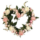 34cm Simulation Rose Flower Wreath Hanging Ornaments for Front Door Party Pink